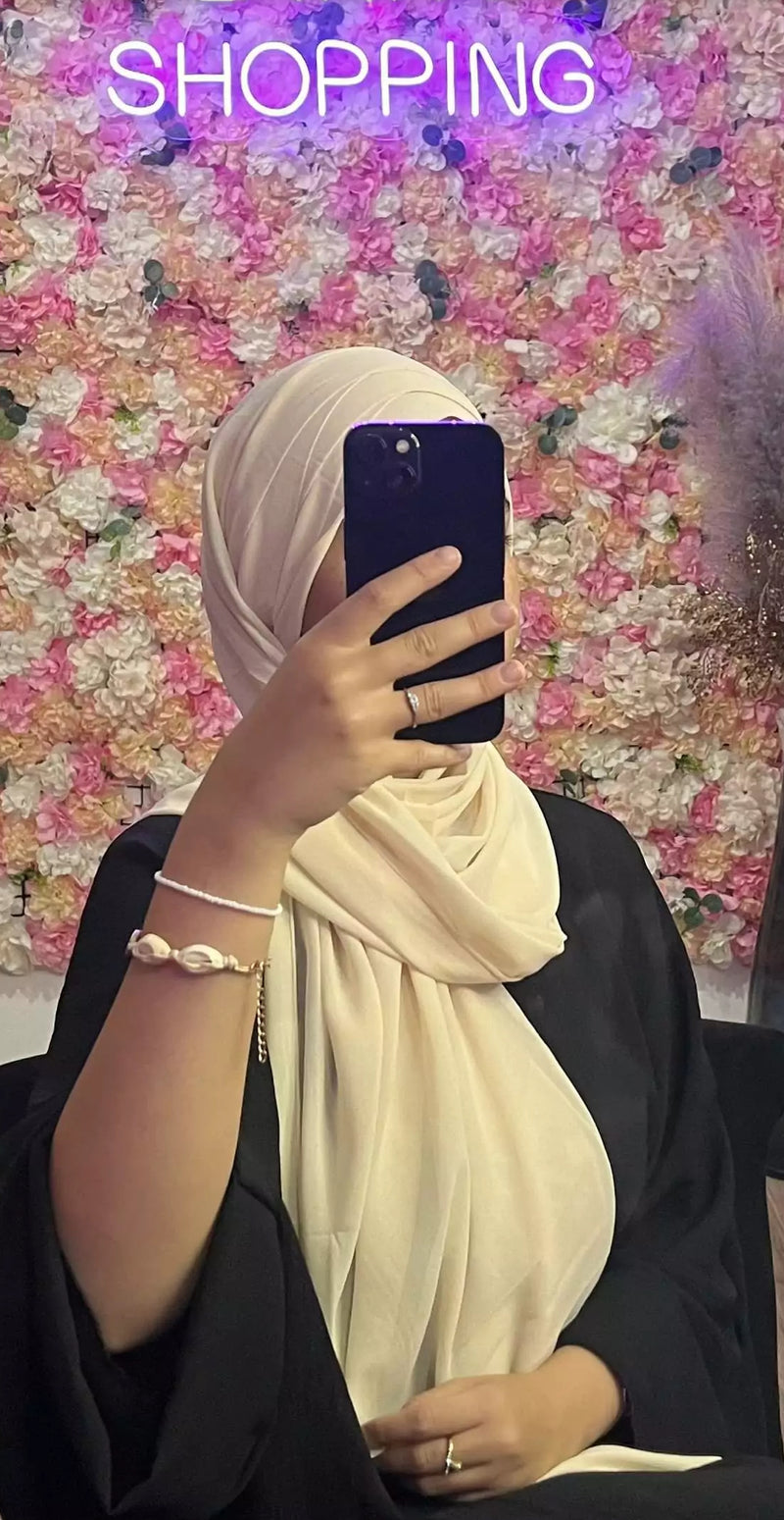 Hijab Mousseline à enfiler 3 plis